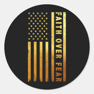 Vertrouwen over angst Christelijk kruis-Amerikaans Ronde Sticker
