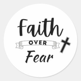 Vertrouwen over angst met kruis, Christelijke Fait Ronde Sticker