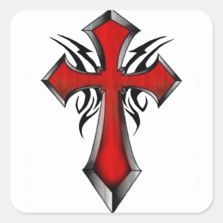 Vertrouwen, religie, kruidenkruis, Christus, Chris Vierkante Sticker