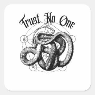 Vertrouwen tegen niemand Gothic Snake Heilige Geom Vierkante Sticker