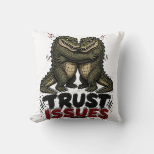 Vertrouwensproblemen Grumpy Krokodil Illustratie Kussen