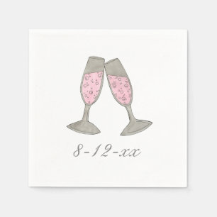 Vertrouwingsdatum Roze Champagne Vrijgezellenfeest Servet