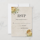  Vervaagd Behang en Gouden Rozen Bruiloft RSVP Kaartje (Voorkant)