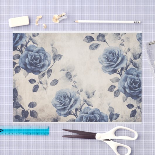 vervaagd blauwe Rozen Tissuepapier (Craft)