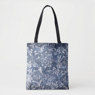 Vervaagd bloemdenim: grungy getextureerde achtergr draagtas