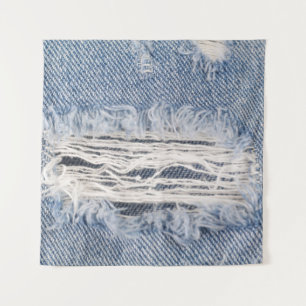 Vervaagd gescheurde jeans textuur wandkleed