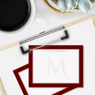 Vervaagd Monogram Chic Donkerrood Persoonlijk Prof Notitiekaartje