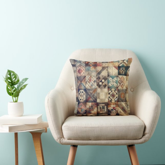 Vervaagd patchwork Quiltontwerp Kussen (Stoel)