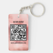 Vervaagd Roos QR Code & Business Logo Tweezijdig Sleutelhanger (achterkant)