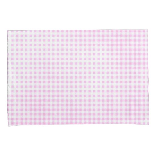 Vervaagd roze en wit Gingham patroon Kussensloop (Voorkant-Rechts)