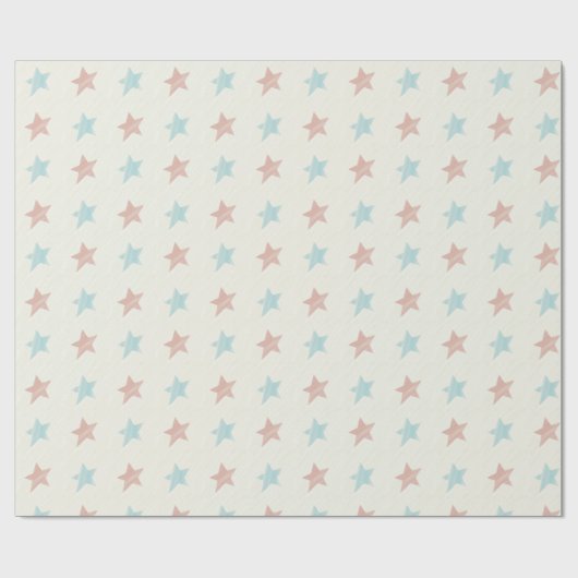 Vervaagd sterrenpatroon Rood Blauw Cadeaupapier (Vlak)
