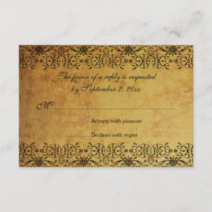  vervaagd zwart goud damask bruiloft RSVP-kaart RSVP Kaartje