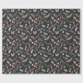 vervaagd zwart goud roze Ornamenten botanisch Cadeaupapier (Vlak)