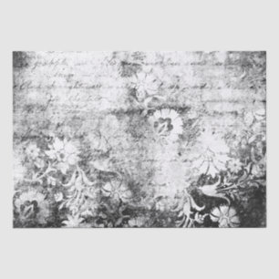 Vervaagd Zwart & Wit Bloemen Tissuepapier