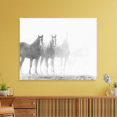 Vervaagd Zwart-wit Paarden Triptiek Canvas Afdruk (Insitu (Woonkamer))