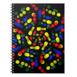 Vervaagde en gestippelde regenboogkleuren bloemen notitieboek