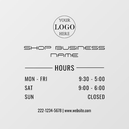 Vervaagde grijze openingstijden logo bedrijf  raamsticker (Vel)