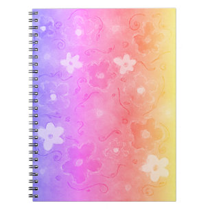 Vervaagde kleurrijke bloemen notitieboek