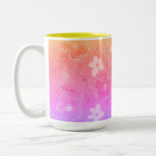 Vervaagde kleurrijke bloemen tweekleurige koffiemok