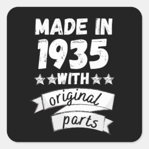 vervaardigd in 1935 met originele onderdelen, vierkante sticker