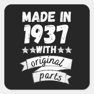 vervaardigd in 1937 met originele onderdelen, vierkante sticker