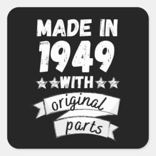 vervaardigd in 1949 met originele onderdelen, vierkante sticker