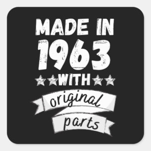 vervaardigd in 1963 met originele onderdelen, vierkante sticker