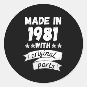 vervaardigd in 1981 met originele onderdelen, ronde sticker