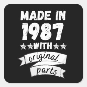 vervaardigd in 1987 met originele onderdelen, vierkante sticker