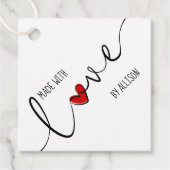 Vervaardigd met Labels met roodhars en met briefje (Voorkant)