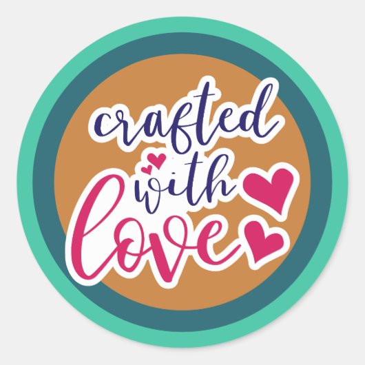 Vervaardigd met liefde ronde sticker (Voorkant)