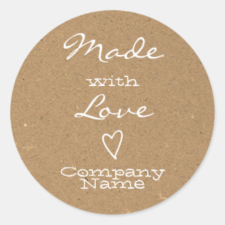 Vervaardigd met liefdeslabels Heart Symbol Kraft P Ronde Sticker