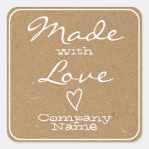 Vervaardigd met liefdeslabels Kraft Paper Heart Sy