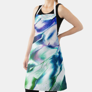 Vervaardiging uit matte metalen, groen tot blauw, schort