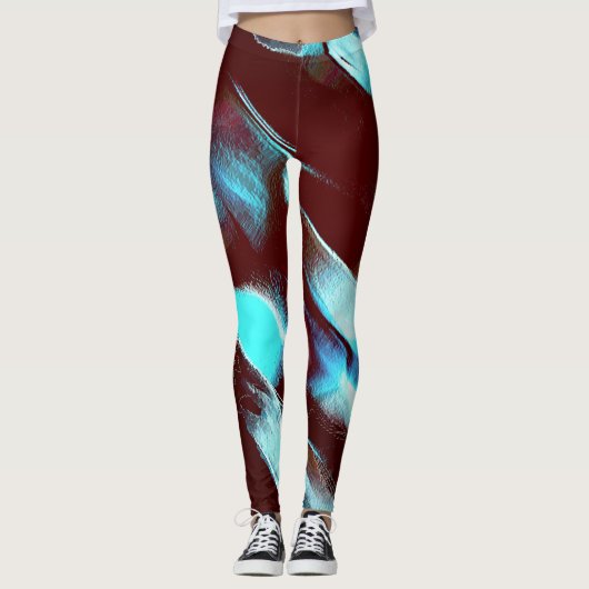 Vervaardiging van matte metalen, in bruin tot cyaa leggings (Voorkant)