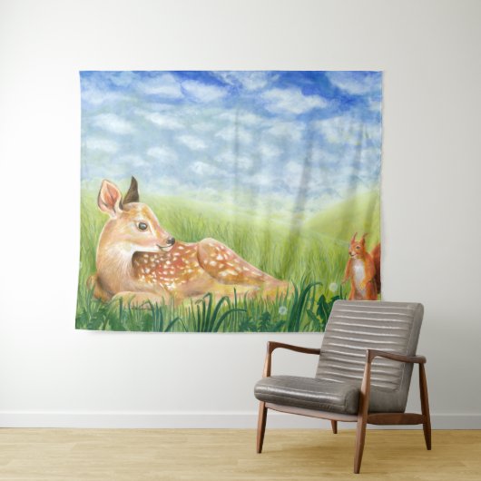 Vervagen in de Grass Illustratie Wandkleed (In Situ (horizontaal))