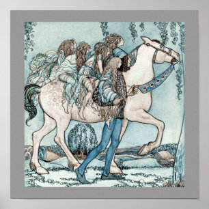 Vervagen op witte paarden poster