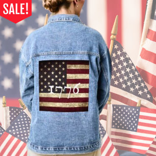Vervagende Amerikaanse Vlag Patriottisch Denim Jacket
