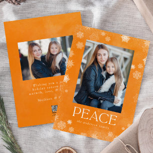 Vervagende Vredes Oranje Aquarel Kerst Foto Kaart