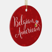 Verval van de Belgische Amerikaanse Hearts Vlaggen Keramisch Ornament (Rechts)