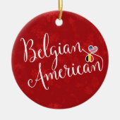 Verval van de Belgische Amerikaanse Hearts Vlaggen Keramisch Ornament (Voorkant)