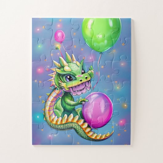 Vervaldatum waterdraak met ballonnen legpuzzel (Verticaal)