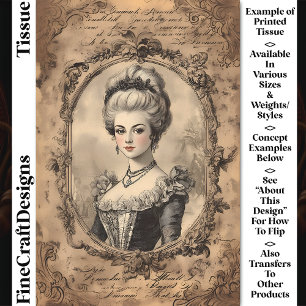 Vervallen Frans Barok Portret Sepia CW8L Decoupage Tissuepapier