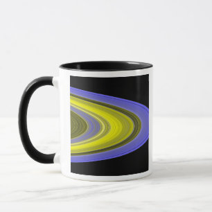 Vervalsing-kleur beeld van de ringen van Saturnus Mok