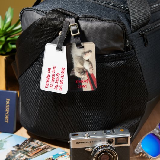 Vervangbare foto Schattige Sleeping Kitten Custom Bagagelabel (Voorkant /achterkant)