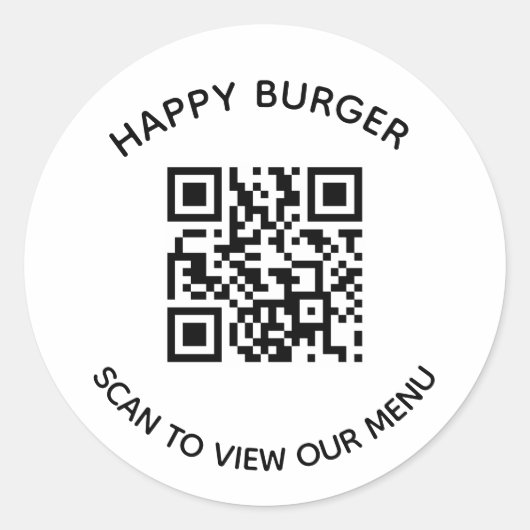 Vervangbare QR-code restaurantsticker Ronde Sticker (Voorkant)