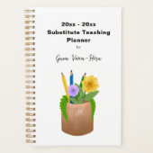 Vervangende School Leraar Potloden Bloemen Klein Planner (Voorkant)