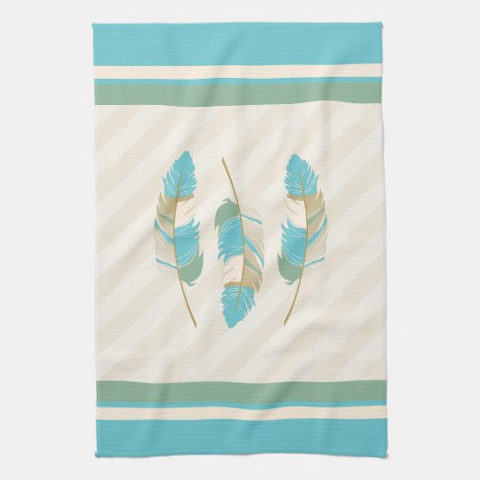 Vervangers op Cream, Blue en Green Theedoek (Verticaal)