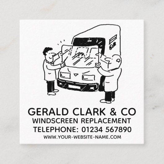 Vervanging en reparatie van voorruiten vierkante visitekaartje (Voorkant)
