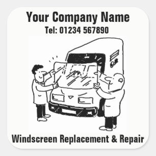 Vervanging & Reparatie Voorruit Cartoon Vierkante Sticker